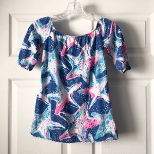 Lilly Pulitzer Kids Long Sleeve Tee - Blue and Pink Starfish